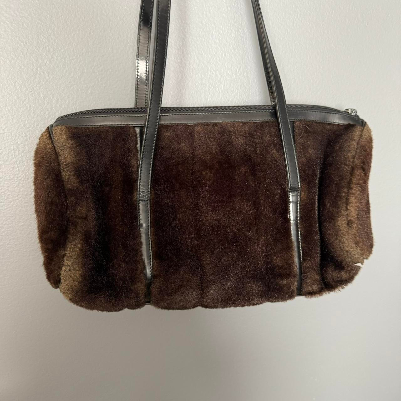 BCBG Brown Fur Shoulder Bag