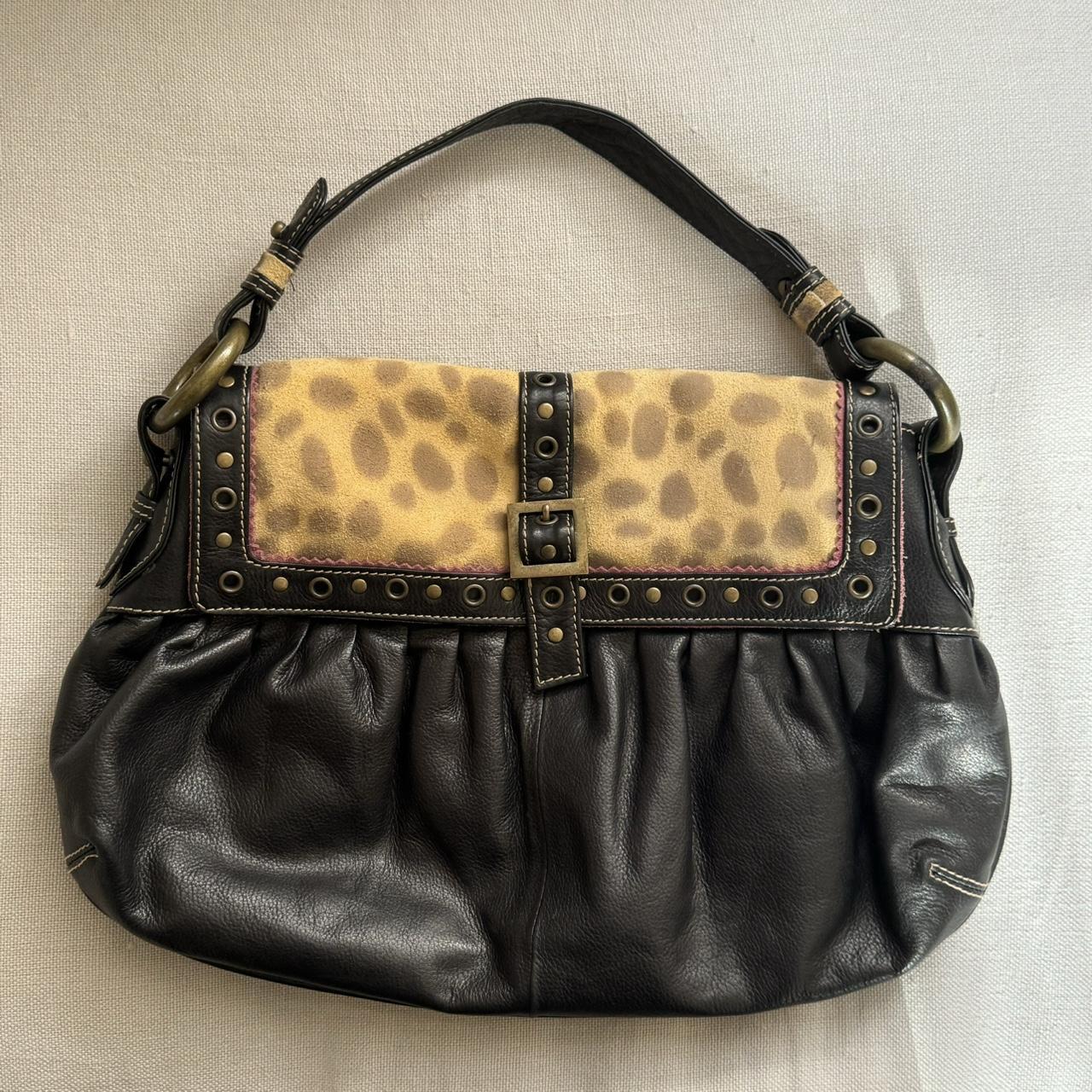 Black Cheetah Leather Purse