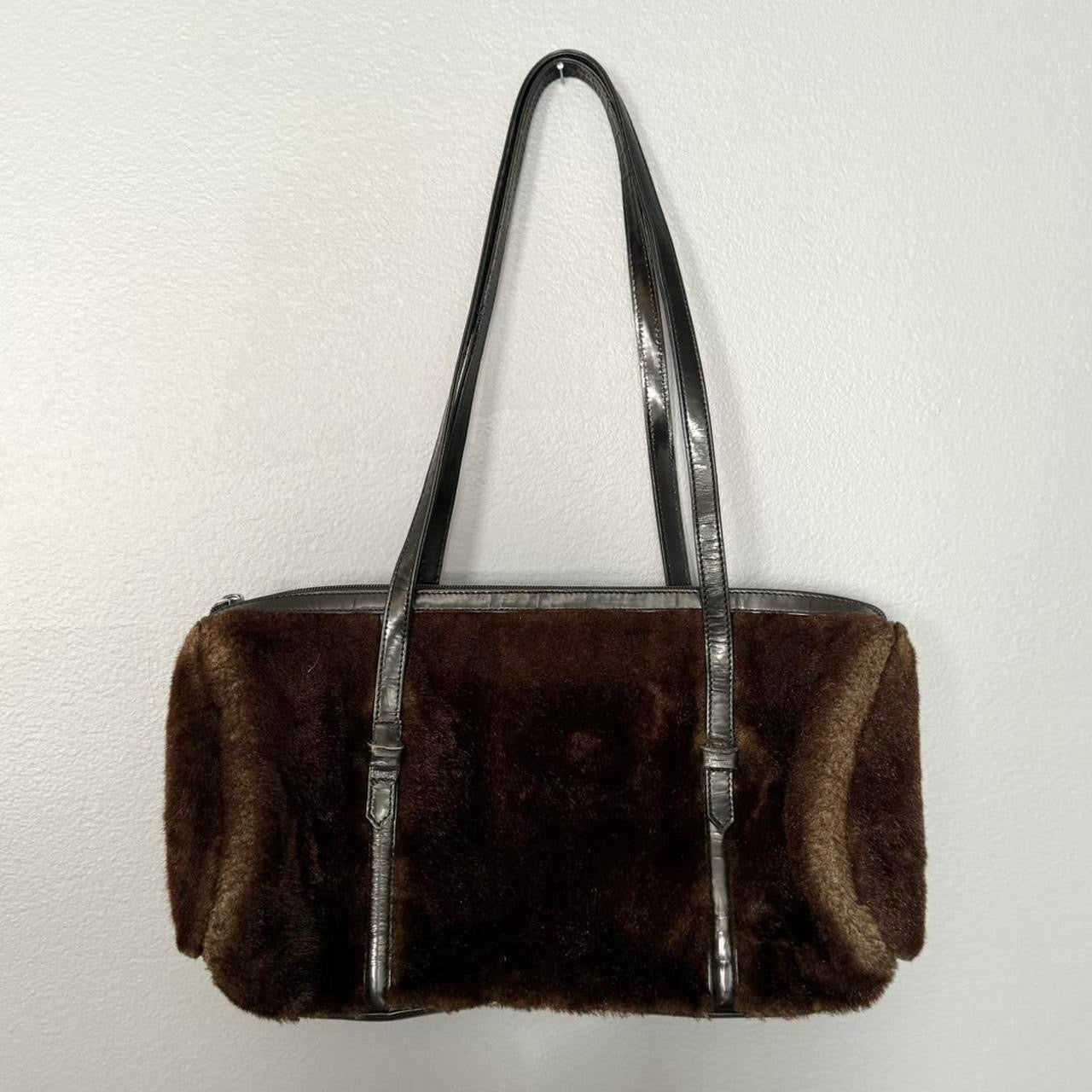 BCBG Brown Fur Shoulder Bag